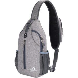 Waterfly Men Women Gray Crossbody Adjustable Strap Hiking Sling Backpack